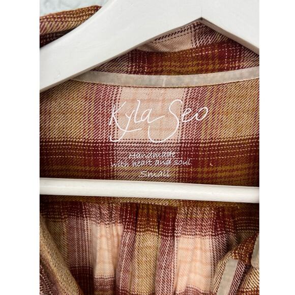 NWT Anthropologie Kyla Seo Shirt Dress Sz Small Embroidery Check Pattern - Picture 4 of 11